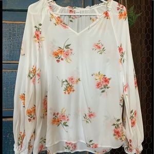 Gap Open Neck Long Sleeve Blouse